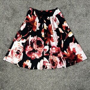 Poetry Floral Print Midi Skirt‎ Women's Medium USA Made Casual Professional Work
